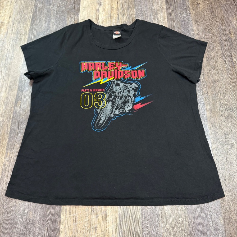 Harley Davidson Graphic T-Shirt Women 2XL Black Fort Bragg NC Motorcyle Tee 2021